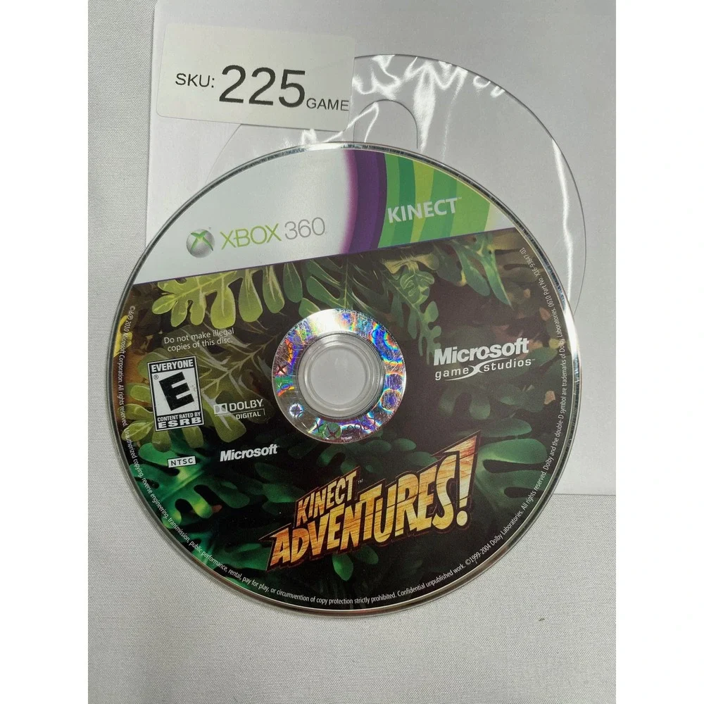 Kinect Adventures Microsoft Xbox 360 Game Disc NTSC E Rated Cleaned